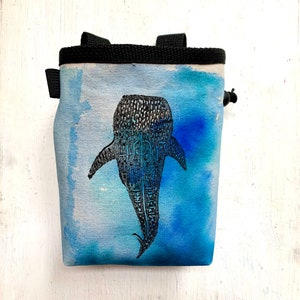 whale shark, paint pattern will vary, chalk bag, rock climbing chalkbag, chalkbags, chalkbag, rock climbing, painted chalkbag