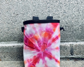 chalk bag, rock climbing chalkbag, chalkbags, handpainted, painted, chalkbag, rock climbing, chalk bag, tie-dye