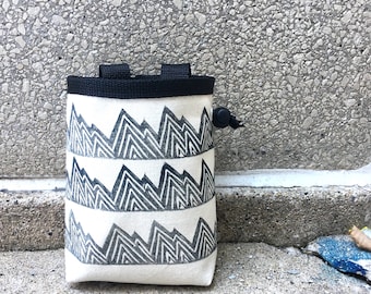 Handmade Mountain Linoprint Chalk Bag, Rock Climbing