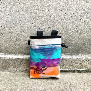colors will vary, chalk bag, rock climbing chalk bag, chalkbag, climbers, climbing gifts, rock climbers, canvas chalkbag, salamander