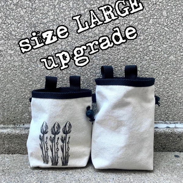 ADD-ON: Size LARGE .. with chalk bag purchase, rock climbing chalkbag, chalkbags, chalkbag, handcarved, blockprint, rock climbing, chalk bag