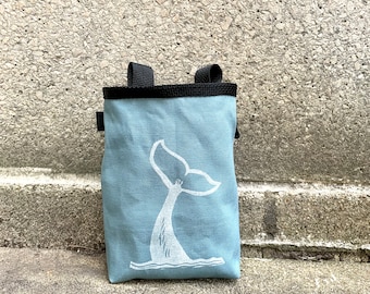 Handmade Whale Tail Linoprint Chalk Bag: Rock Climbing Gift