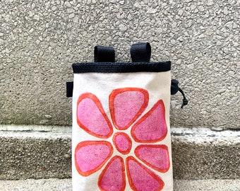 chalk bag, rock climbing chalkbag, chalkbags, handpainted, painted, chalkbag, rock climbing, chalk bag, daisy, groovy