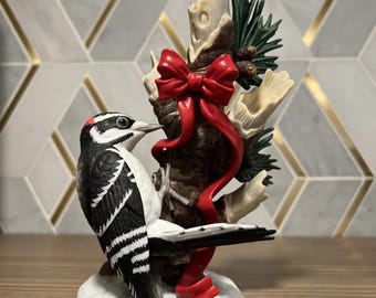 Pájaro carpintero velloso Lenox 2005 de porcelana navideña