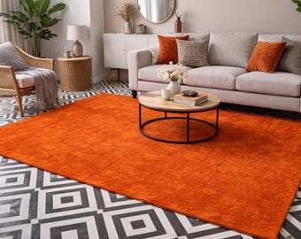 Handmade Terracotta Wool Rug | Modern Minimalist Design