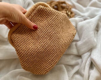 Natural Raffia Clutch | Handmade Straw Summer Purse | Artisan Gift for Elegant Women