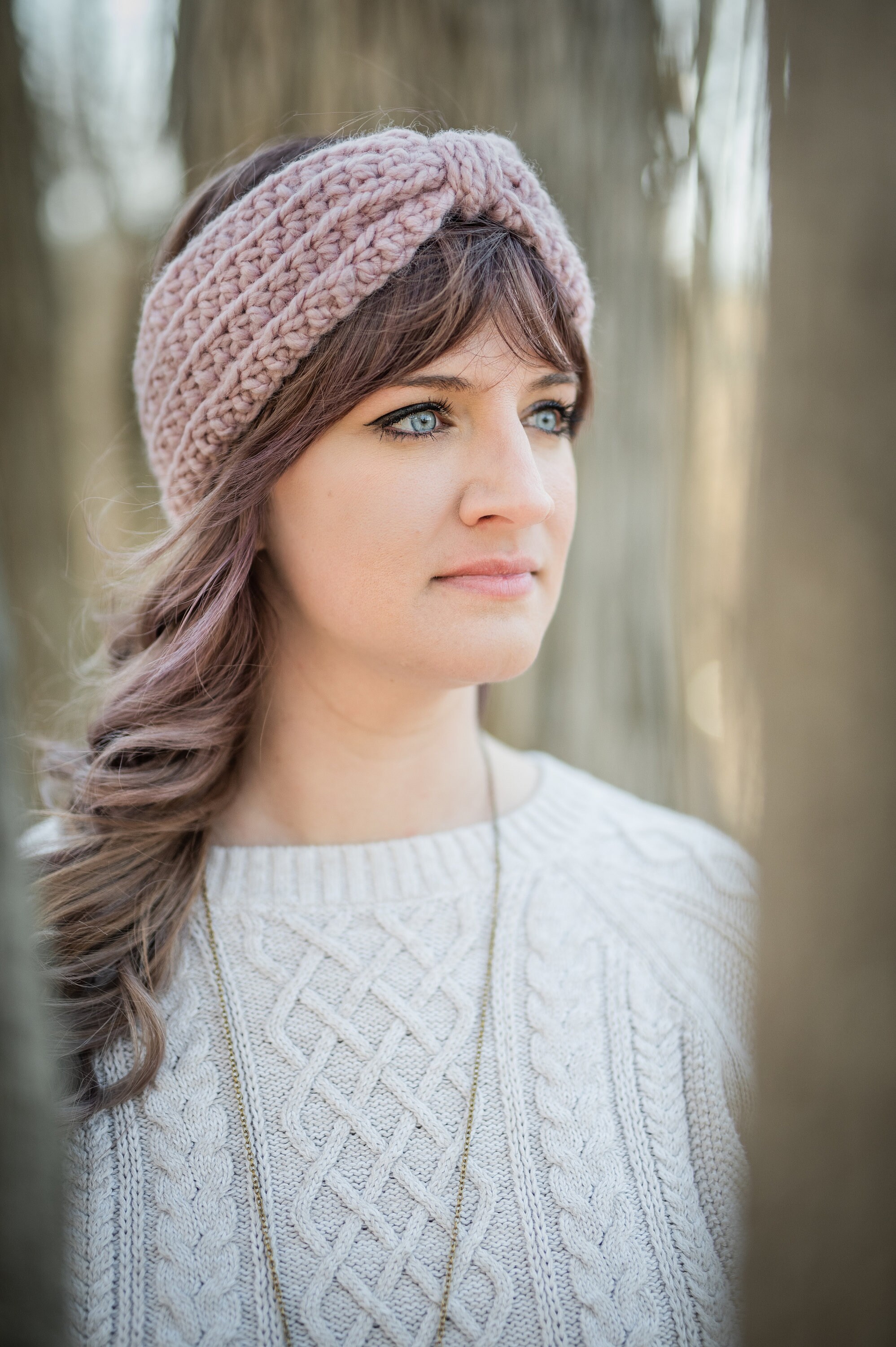 Chunky Winter Headband Women's Wool Ear Warmer Boho Headband Warm Head