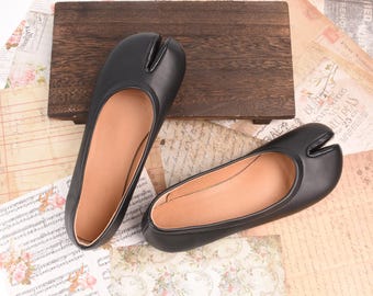 Handmade Black Leather Flats, Square Toe Slip-On Shoes, Stylish Comfortable Loafers for Women, Elegant Fashion Footwear, Perfect Gift Idea