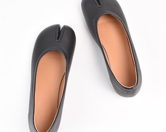 Handmade Black Leather Flats, Square Toe Slip-On Shoes, Stylish Comfortable Loafers for Women, Elegant Fashion Footwear, Perfect Gift Idea