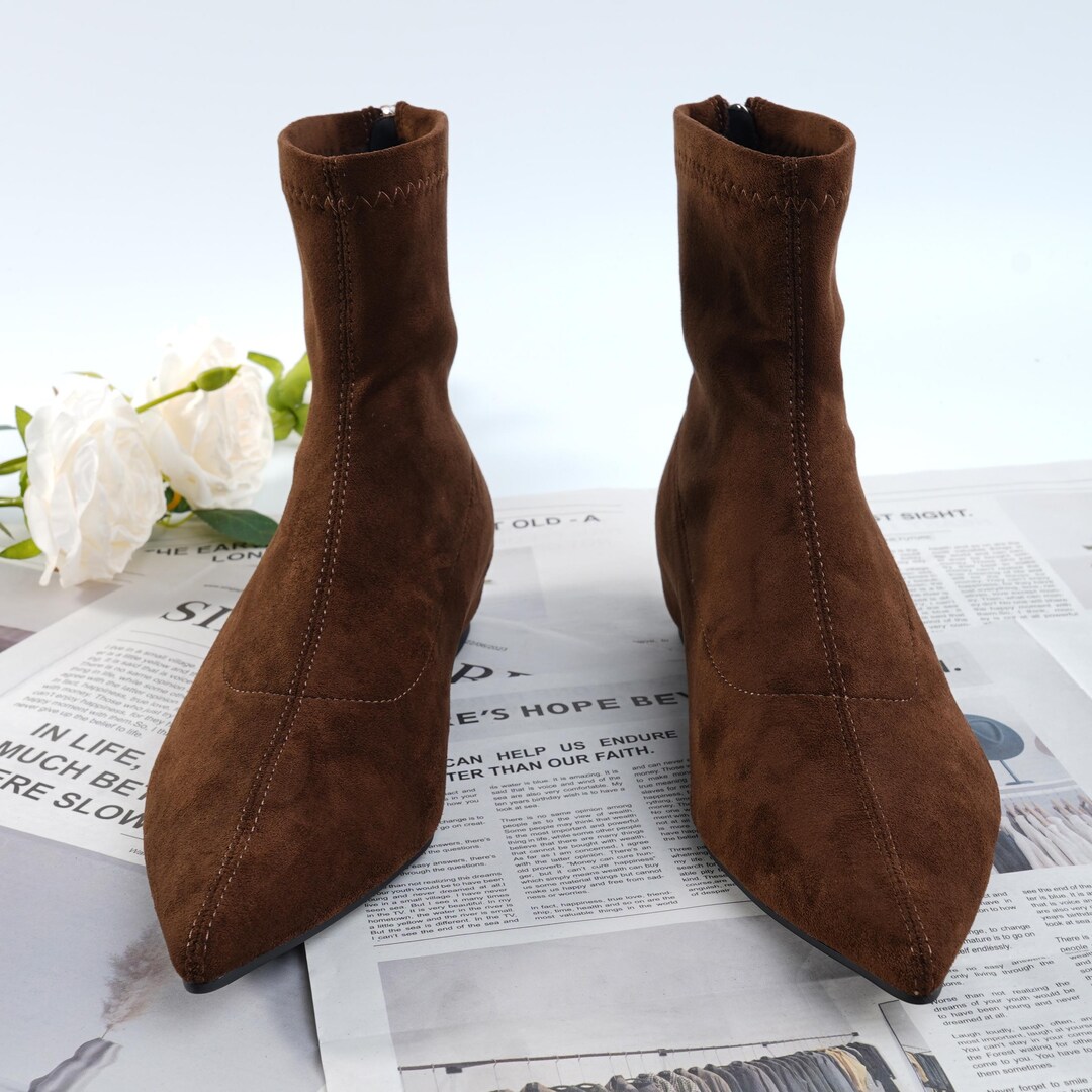 handmade-brown-suede-pointed-toe-ankle-boots-with-zipper-winter
