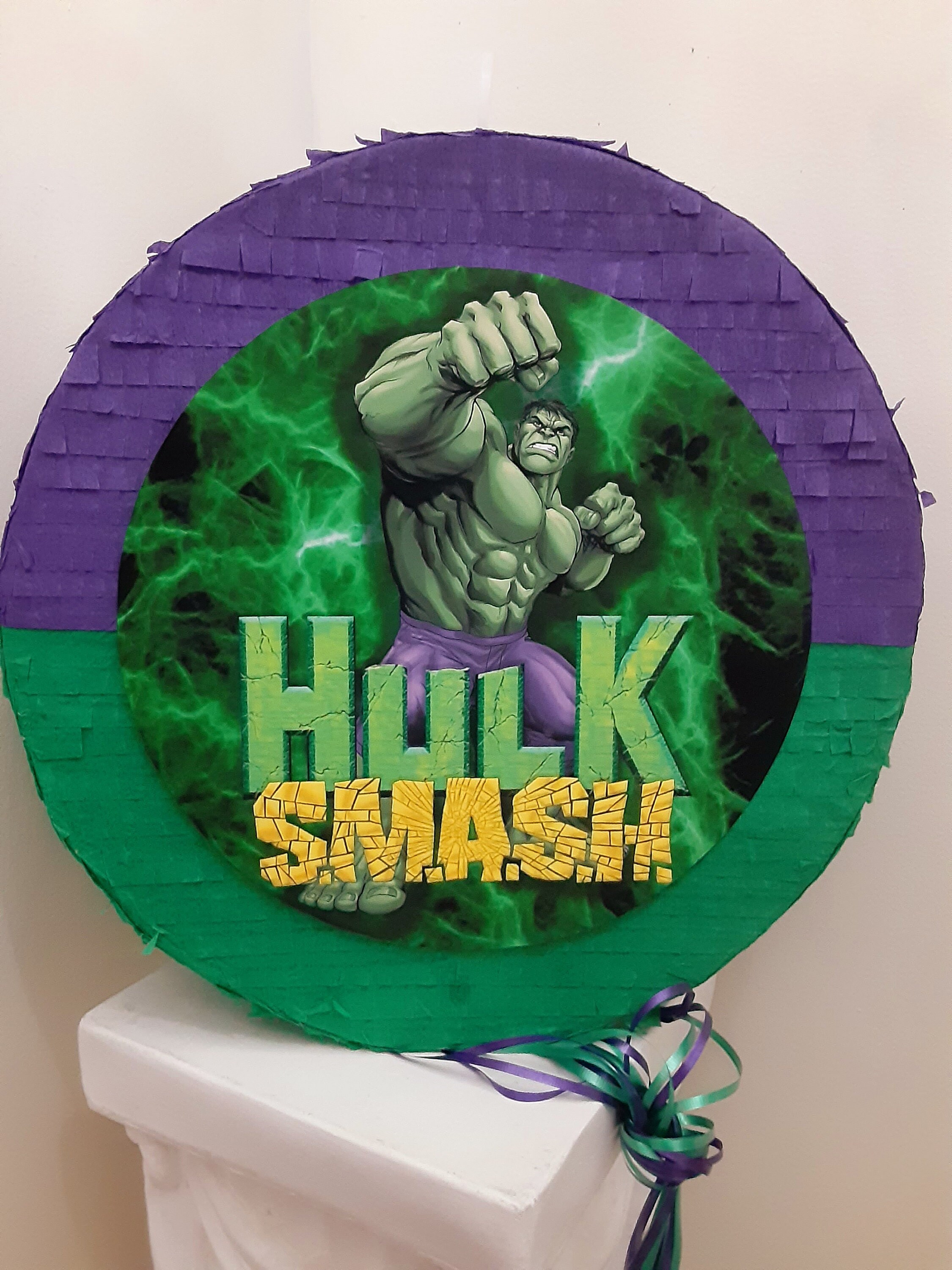 liberal Nueve Suyo Hulk Smash Purple green Pull string pinata 16x4 - Etsy España