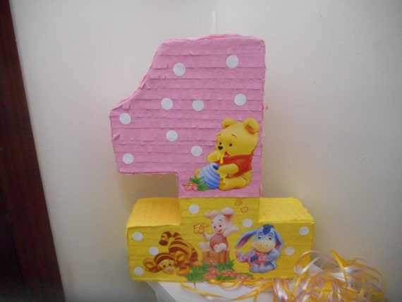 1st Birthday Number One Year Girl Pink Yellow Winnie The Pooh Etsy