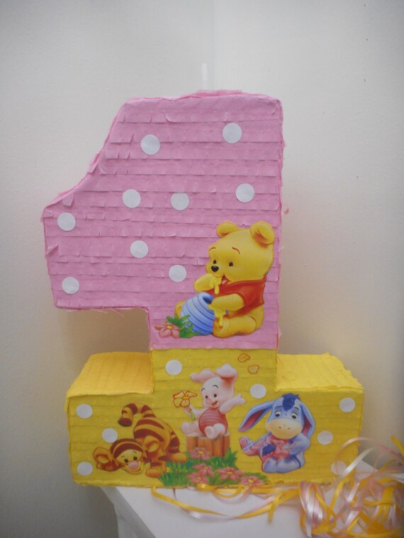 1st Birthday Number One Year Girl Pink/yellow Winnie the Pooh Etsy