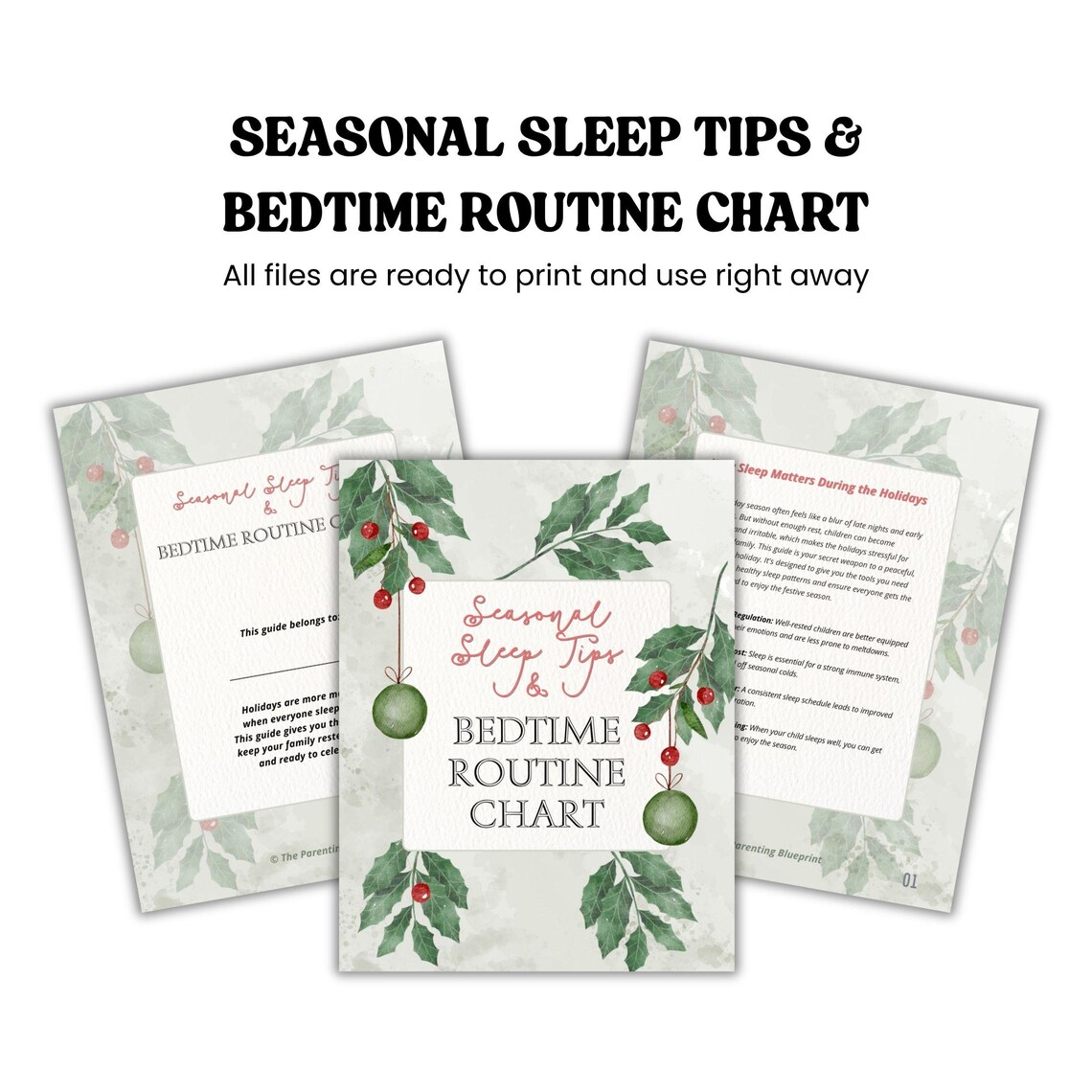 Seasonal Sleep Tips & Bedtime Routine Chart - Instant Download PDF ...