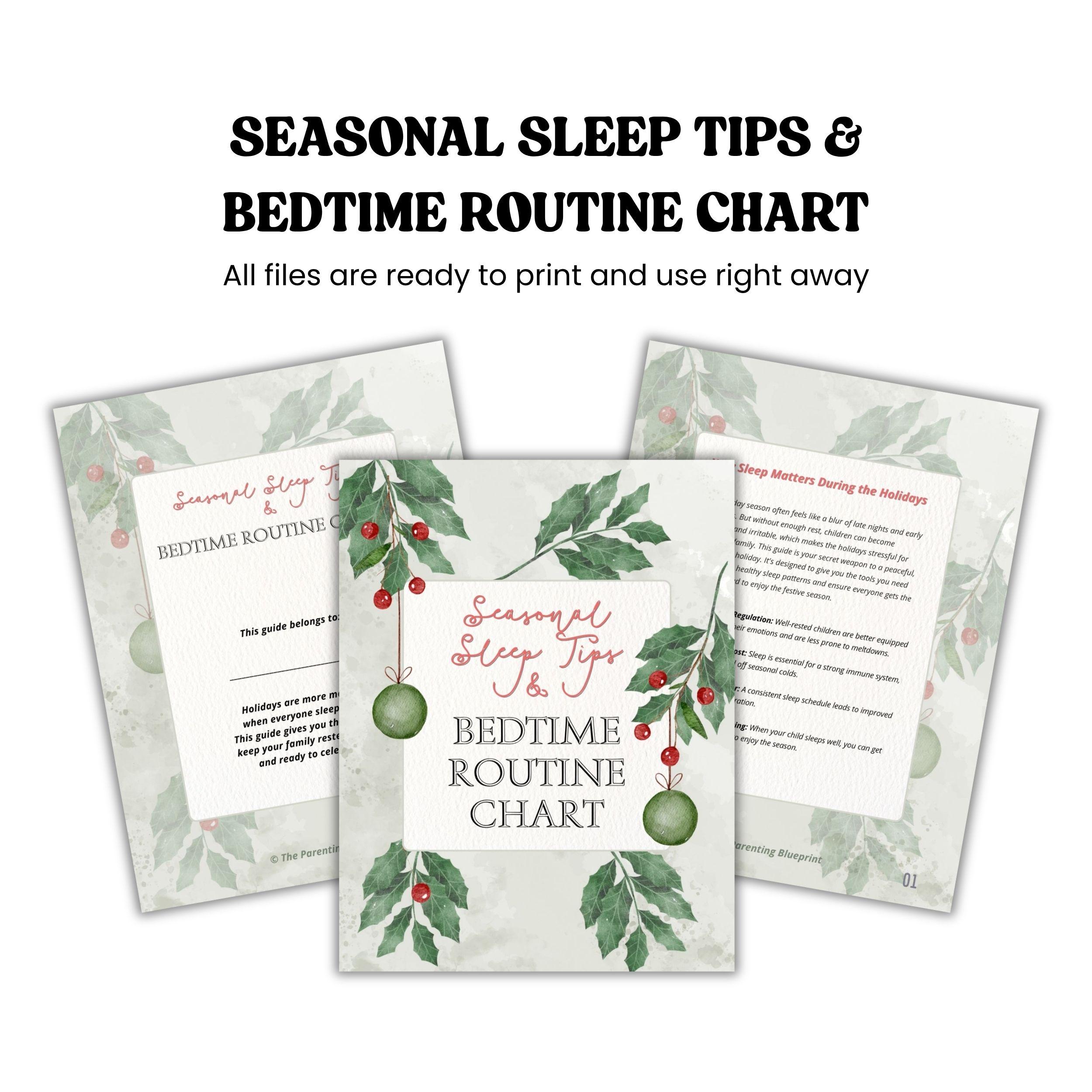 Seasonal Sleep Tips & Bedtime Routine Chart - Instant Download PDF ...