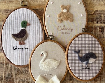 Personalisiertes Nadelgefilztes Gesticktes Portrait: Geschenk zur Geburt, Babyparty, Andenken gefilzt