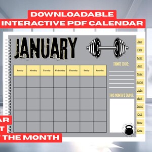 Digital Gym Planner: Interactive Calendar, To-Do List (Digital Download)