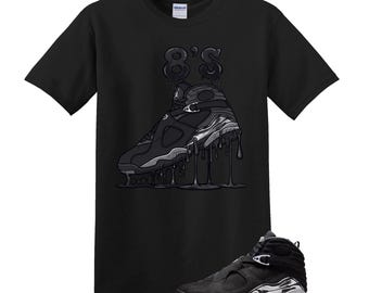 Dripping Shoe Jordan 8 Chrome Matching Sneaker Tee Shirt Black, Unisex Shirt Match Sneaker, Match Outfit Gift