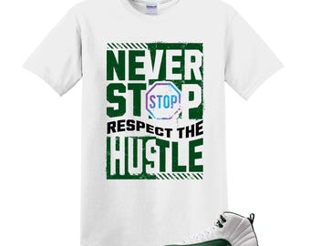 12 Bucks Green White Black Gorge Retro T Shirt Match Never Stop, Jordan 12 Retro Bucks  Match Tee