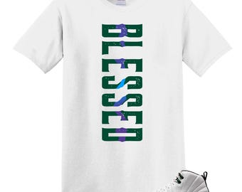 12 Bucks Green White Black Gorge Retro T Shirt Match Blessed, Jordan 12s Retro Bucks Summit White Gorge Green Black Fierce Purple Match Tee