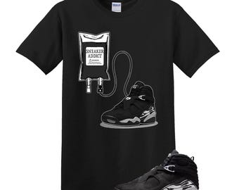 Sneaker Addict Jordan 8 Chrome Matching Sneaker Tee Shirt Black, Unisex Shirt Match Sneaker, Match Outfit Gift