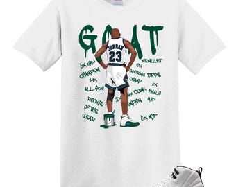 12 Bucks Green White Black Gorge Retro T Shirt Match GOAT, Jordan 12 Retro Bucks  Match Tee