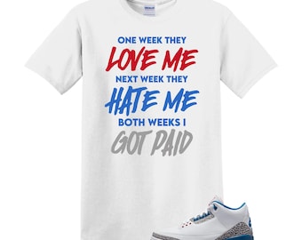 Jordan 3 True Blue Sneaker Match Shirt, Cement Grey Varsity Red Royal, OG 2026 T Shirt Match