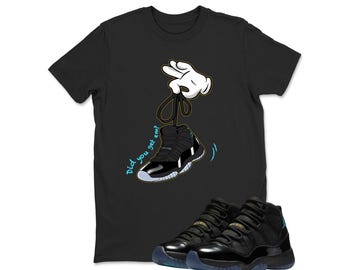 Jordan 11 Gamma Matching Sneaker Tee Shirt Black, Custom Printed Hand cartoon T-Shirt Matching Jordan 11 Gamma