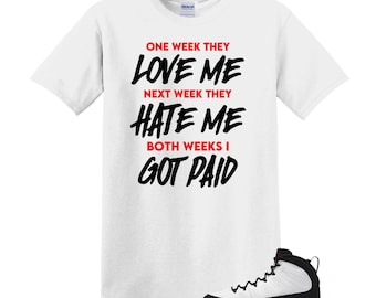 9 Space White Black True Red OG T Shirt Match  I Got Paid, Jordan 9 Space Jam  Match Tee