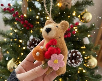 ヴィンテージMCMシルバーガラスクリスマスオーナメント：光沢のある