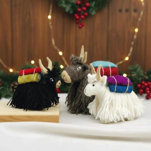 Handmade Wool Felt Yak Figurine - Rustic Home Decor