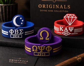Colección de ceniceros Divine Nine / Cenicero para puros de fraternidad / Omega Psi Phi, Kappa Alpha Psi, Phi Beta Sigma / Decoración de la vida griega / Impresión 3D
