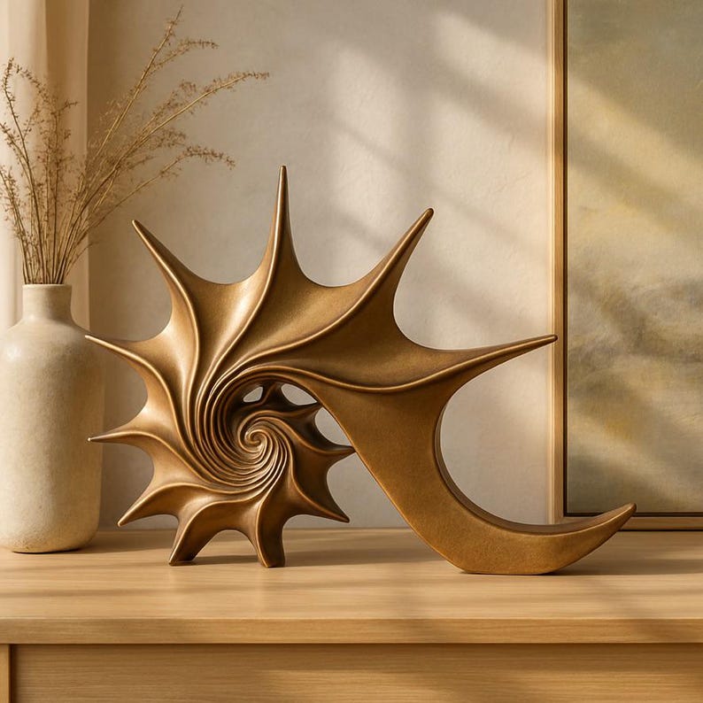 Abstract Shell Sculpture – Modern Resin Art Decor for Elegant Interiors ...