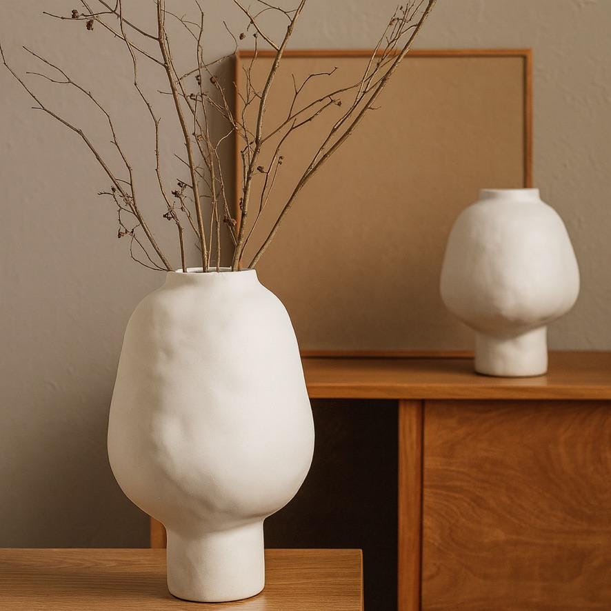 花の彫刻陶器花瓶 有機的な彫刻の花瓶 - 現代の生活空間のための現代陶芸アート - Etsy 日本