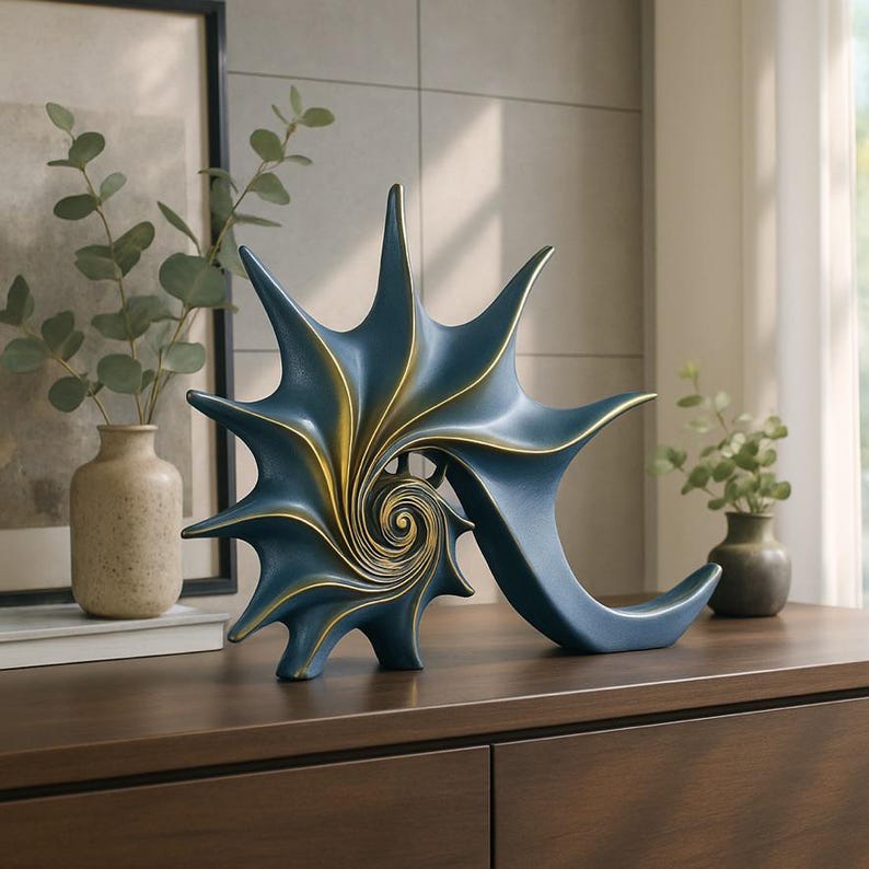Abstract Shell Sculpture – Modern Resin Art Decor for Elegant Interiors ...