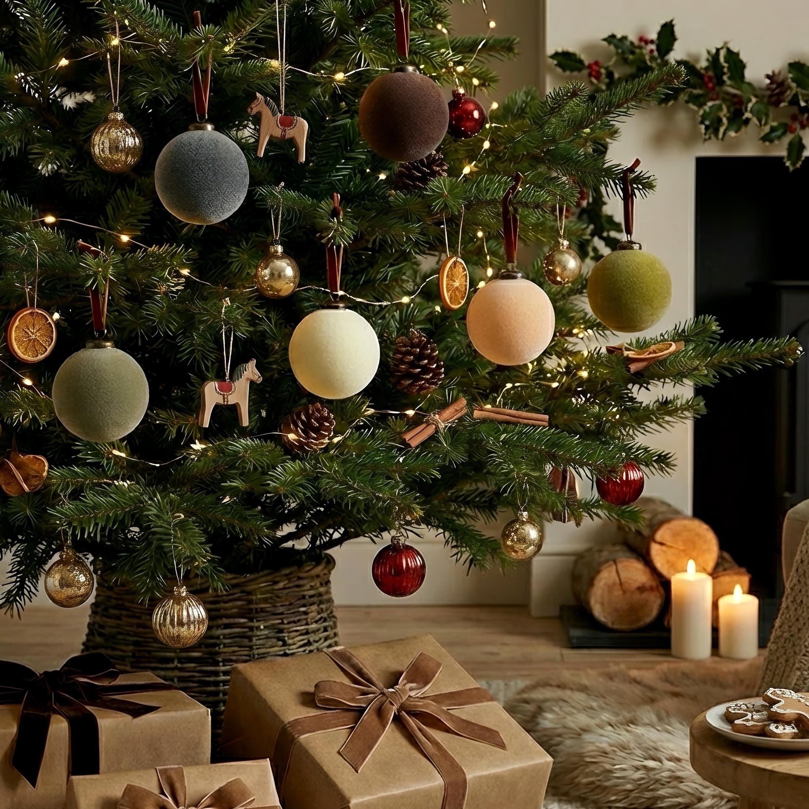Rote samt weihnachtskugel