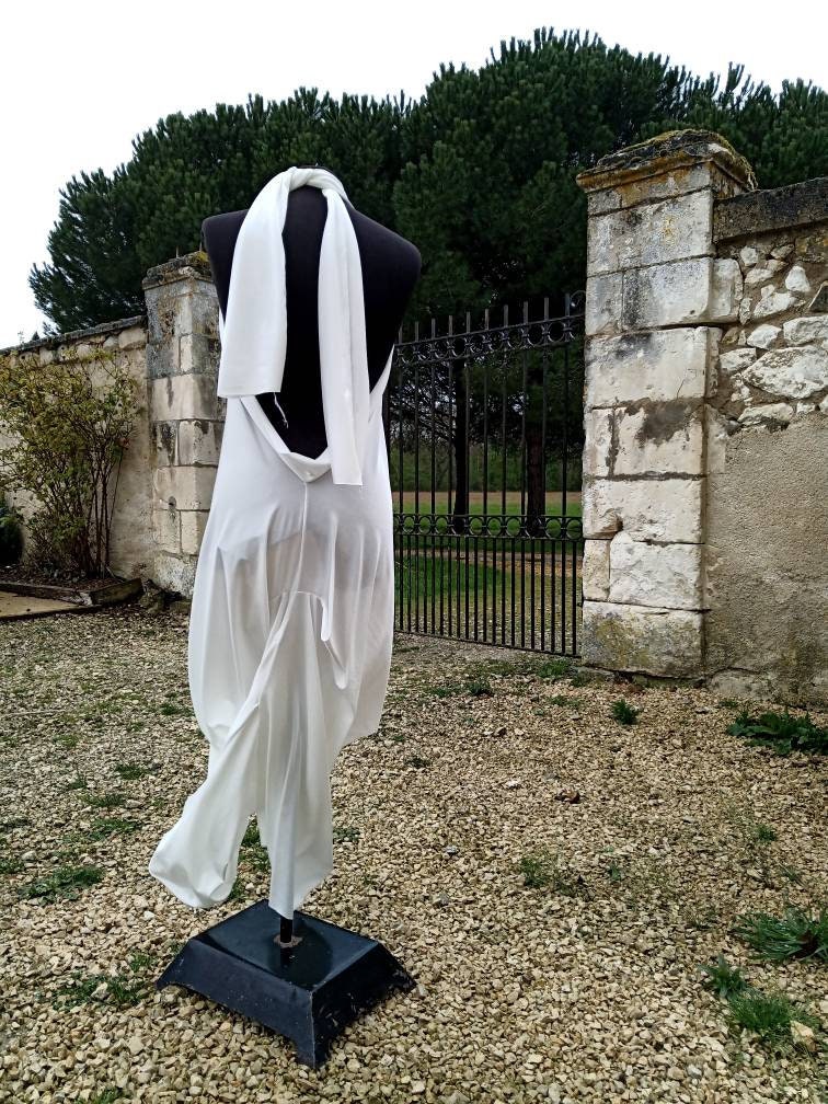 Oneofakind White Grecian Draping Backless Boho Sacred Dress