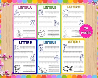 Alphabet Tracing Worksheets A–Z | Letter Tracing Printable for Kids | Handwriting Practice Sheets Preschool Kindergarten | Instant Download