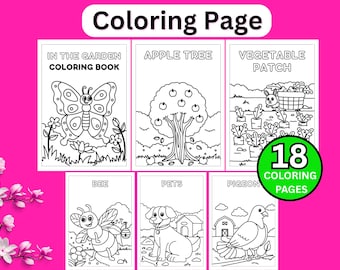 Dibujos para colorear de animales de jardín / 18 hojas para colorear de naturaleza y animales para niños / Primavera y actividades al aire libre imprimibles / Descarga instantánea