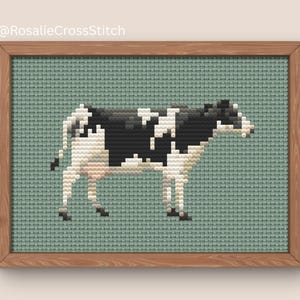 Dairy Cow Cross Stitch PDF Embroidery Pattern - Farmhouse Nursery Decor - Instant PDF Download.