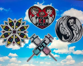 Stickers! - yin-yang angel, t4t, freak4freak, psychadelic eyes
