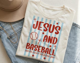 Jesus And Baseball Christian Shirt Design: Retro Striped Faith SVG (Digital Download)