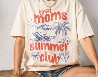 Trendy Sommer SVG: Müde Mütter Sommer Club Png, Strand Mütter, Urlaub Shirt Design (Digitaler Download)