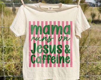 Mama and Coffee Stripy SVG: Trendy Christian Png, Religous Shirt Design, Jesus Png (Digital Download)