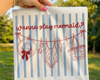 Trendy Summer SVG: Wanna Play Mermaid Png, Beach Life Aesthetic Shirt Design (Digital Download)