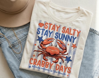 Crabby Summer SVG: Stay Salty Stay Sunny Png, Beach Life Shirt Design (Digital Download)