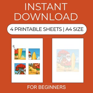 Tropical Santa Cut and Paste Puzzle for Preschool | 2 Difficulty Levels (4 & 6 Pieces) | Printable Fine Motor Activity | Instant Download