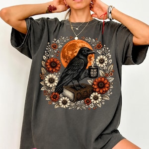 funny crow shirt, anti trump shirt, fdt shirt, political shirt, dark humor shirt, dark academia shirt, cottagecore goth, botanical crow shirt, crow lover shirt, floral crow shirt, is he dead yet tee, raven graphic tee, protest shirt