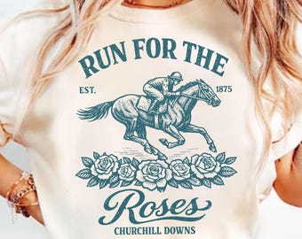 Kentucky Derby Shirt, Chinoiserie Horse Racing Tee, Run for the Roses