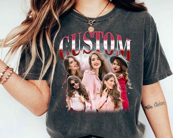 Custom Girlfriend Photo Shirt, Bootleg Rap Tee, Vintage 90s Style Shirt, Valentine Gift for Boyfriend Husband, Face Shirt